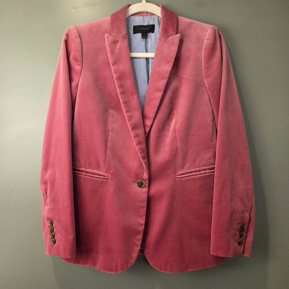 J.Crew Women's Pink Parke Cotton Velvet Blazer Size 4